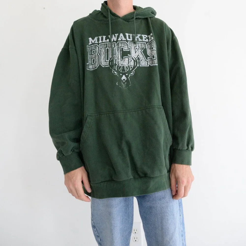 Vintage NBA Milwaukee Bucks Green Hooded Pullover Sweatshirt 3XL